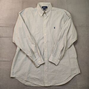 Ralph Lauren‎ Yarmouth Shirt Men's 17.5 34/35 Blue Check Long Sleeve Button Down